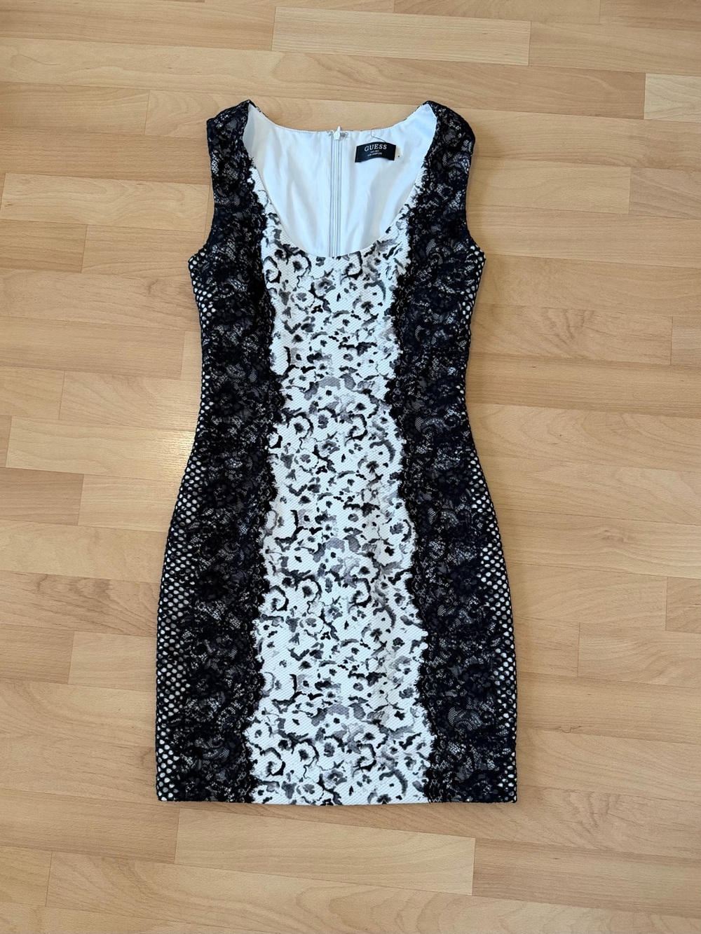 Guess Black and White Lace Bodycon Dress Size 4